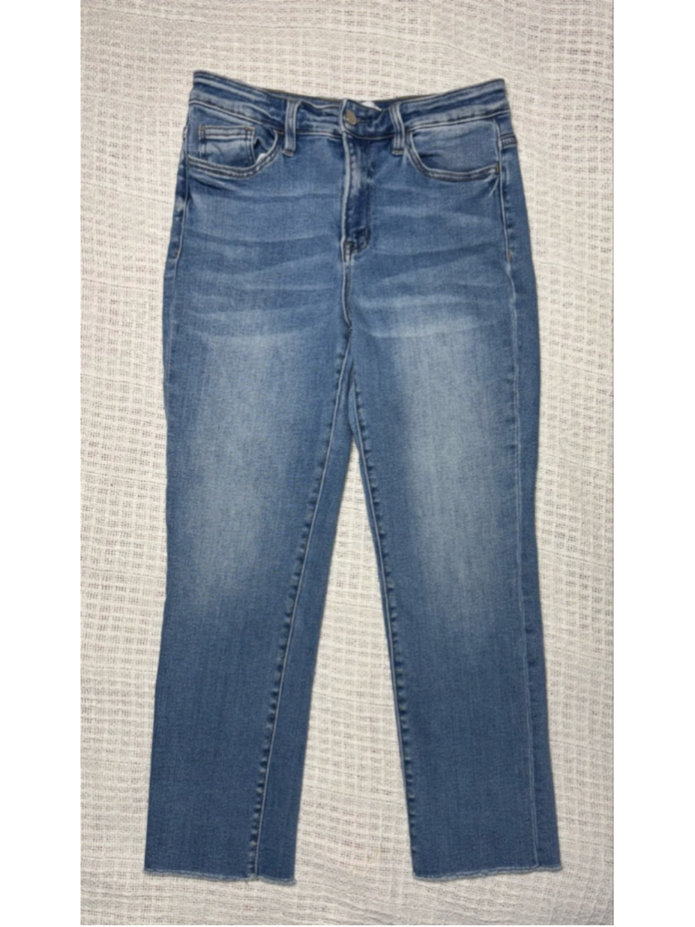 Flying Monkey VTG Retro Inspire High Rise Raw Hem Crop Slim Straight Jeans Sz 29 - Picture 3 of 9